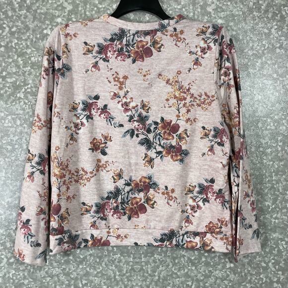 Gypsies & Moondust Pink Floral Neck Cutout Sweatshirt - Size Large - Lightweight - Picture 7 of 7